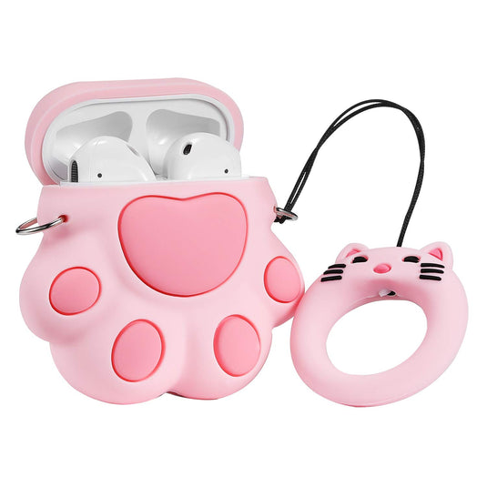 Airpods 1&2 Case,Silicone 3D Cute Animal Paw Fun Cartoon Character Airpod Cover,Kawaii Funny Fashion Design Skin,Shockproof Cases for Teens Girls Boys Air pods(Pink Cat Claw) AMAZON