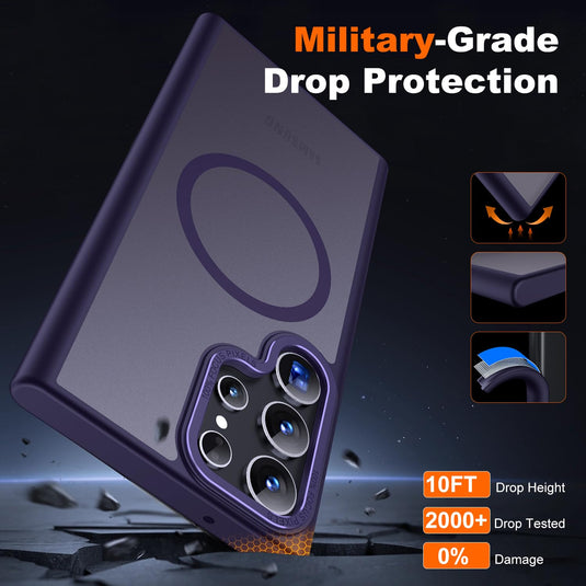 Compatible with Magsafe, Transparent Matte Slim Case, Military-Grade Protection Magnetic Case AMAZON