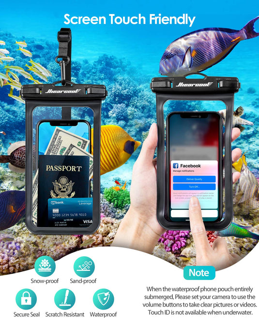 Universal Waterproof Phone Pouch, Waterproof Phone Case for iPhone 15 14 13 12 Pro Max, IPX8 Cellphone Dry Bag Beach Cruise Ship Essentials 2Pack-8.3" AMAZON