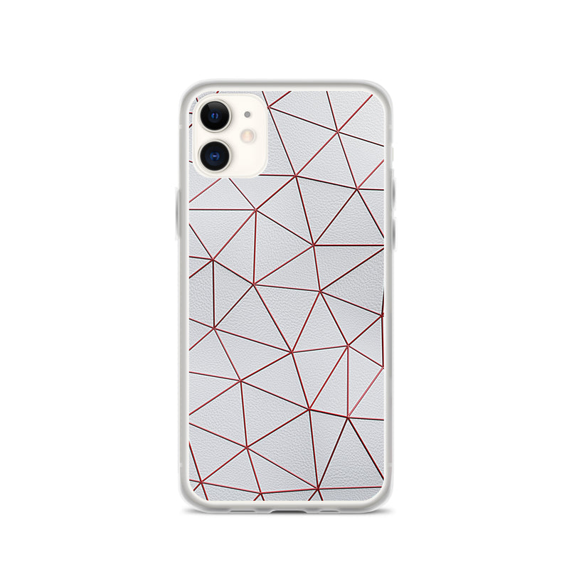 Load image into Gallery viewer, Red Polygon White Leather iPhone Clear Thin Case CREATIVETECH