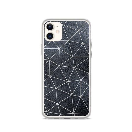 White Polygon Black Leather iPhone Clear Thin Case CREATIVETECH