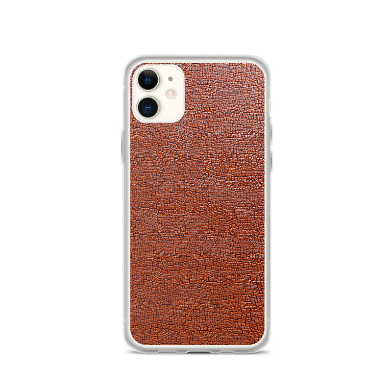 Load image into Gallery viewer, Exotic Brown Leather iPhone Clear Thin Case CREATIVETECH
