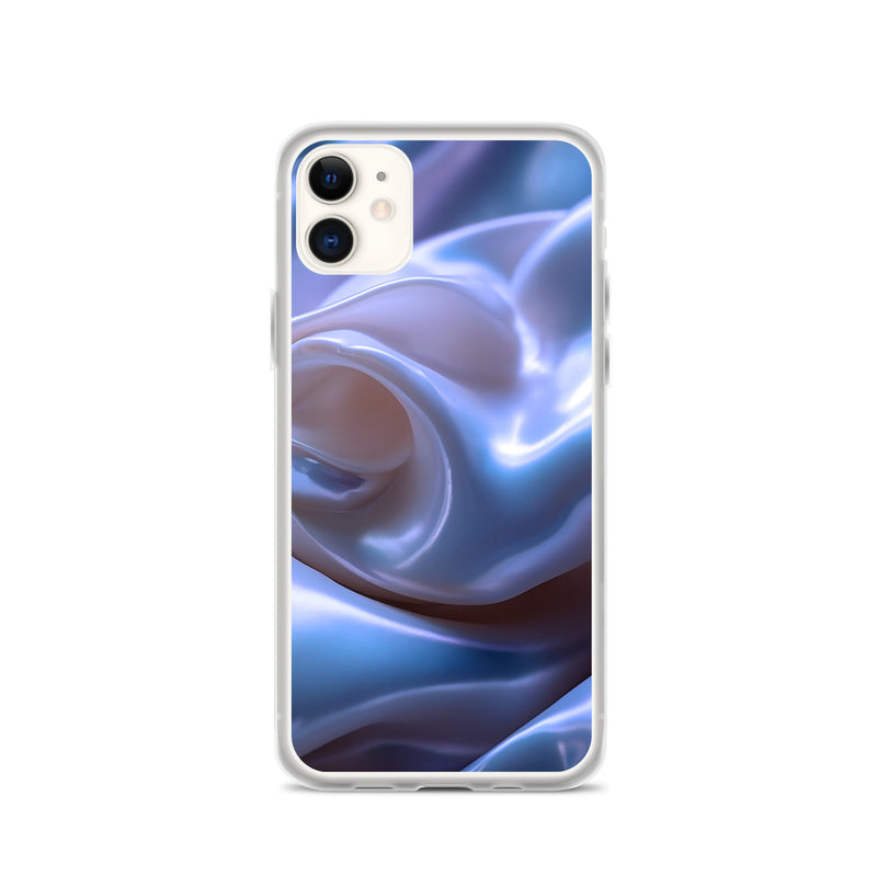 Load image into Gallery viewer, Blue Satin Pearl Cloth iPhone Clear Thin Case CREATIVETECH
