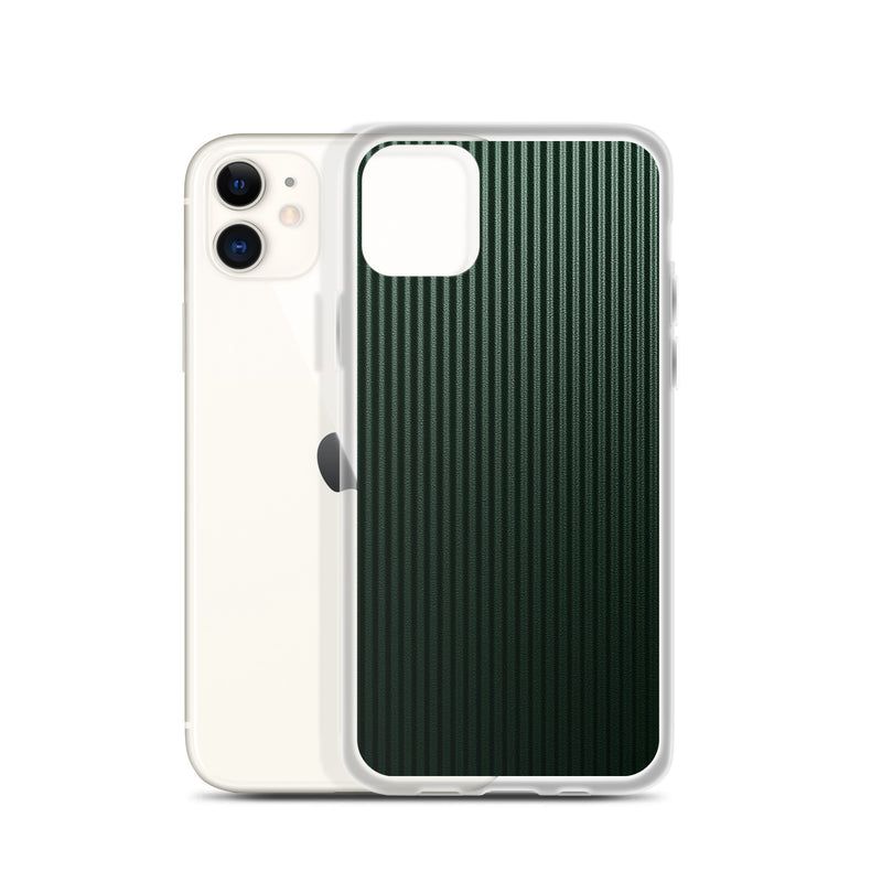 Load image into Gallery viewer, Dark Green Striped Carbon Fiber iPhone Clear Thin Case CREATIVETECH