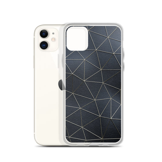 Golden Polygon Black Leather iPhone Clear Thin Case CREATIVETECH