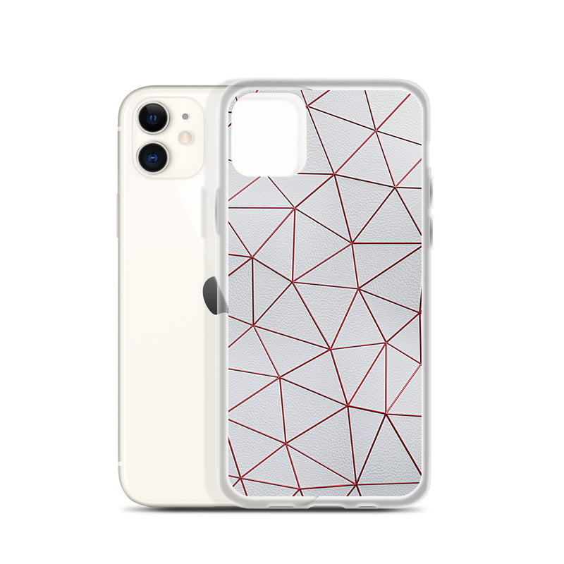 Load image into Gallery viewer, Red Polygon White Leather iPhone Clear Thin Case CREATIVETECH