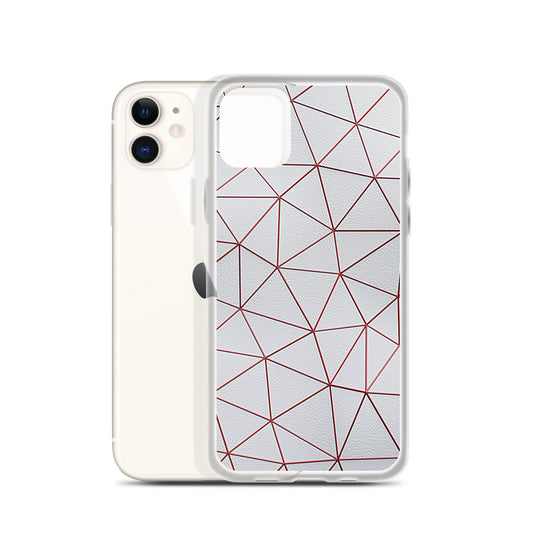 Red Polygon White Leather iPhone Clear Thin Case CREATIVETECH