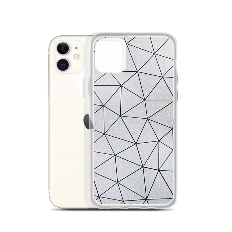 Load image into Gallery viewer, Black Polygon White Leather iPhone Clear Thin Case CREATIVETECH
