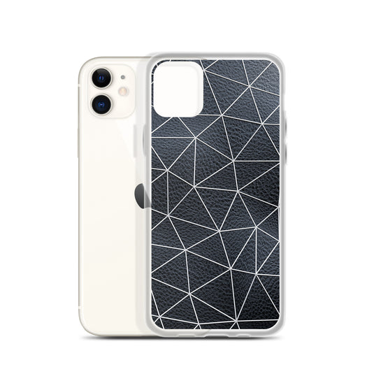 White Polygon Black Leather iPhone Clear Thin Case CREATIVETECH