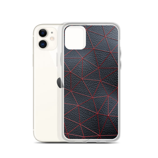 Red Polygon Black Leather iPhone Clear Thin Case CREATIVETECH