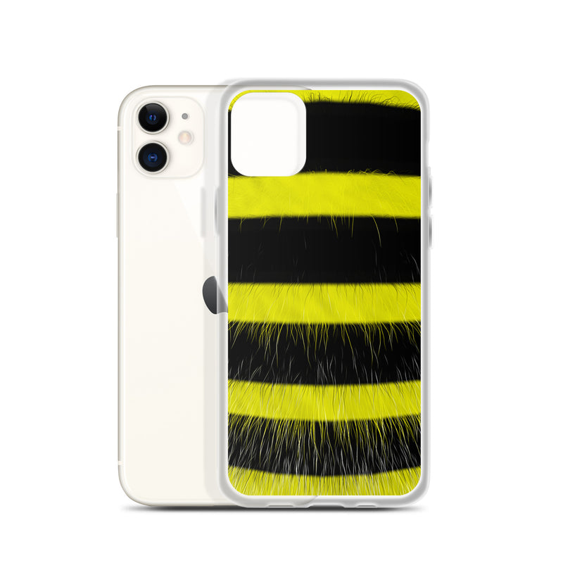 Load image into Gallery viewer, Fluffy Bee Yellow Black iPhone Clear Thin Case CREATIVETECH