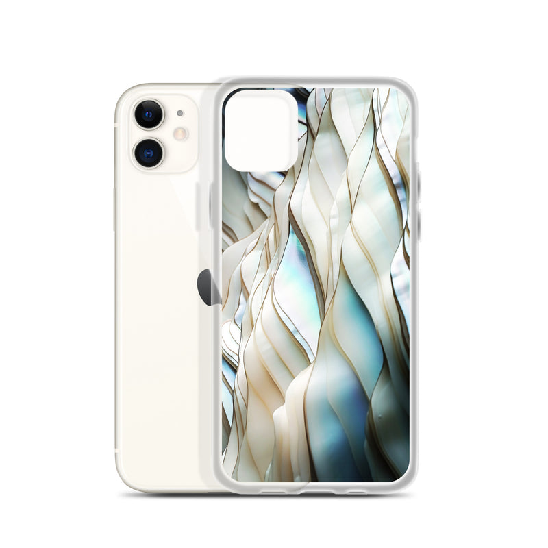 Load image into Gallery viewer, Cream Blue White Pearl iPhone Clear Thin Case CREATIVETECH
