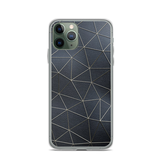 Golden Polygon Black Leather iPhone Clear Thin Case CREATIVETECH