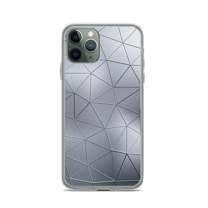 Load image into Gallery viewer, Silver Metal Polygon iPhone Clear Thin Case CREATIVETECH