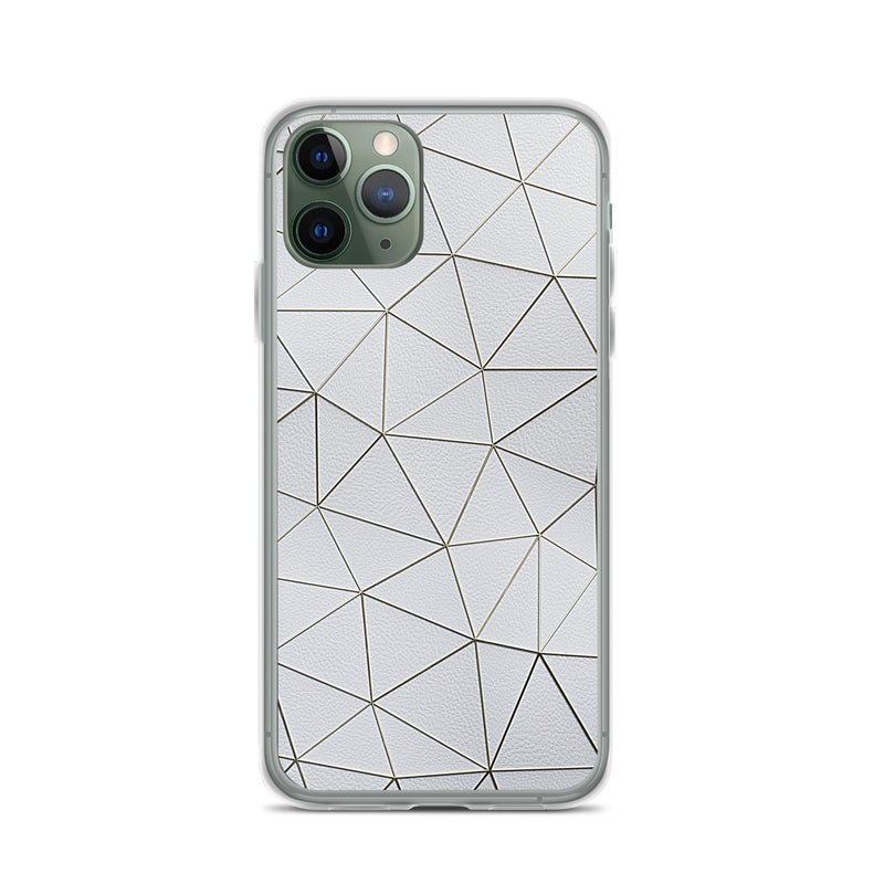 Load image into Gallery viewer, Gold Polygon White Leather iPhone Clear Thin Case CREATIVETECH