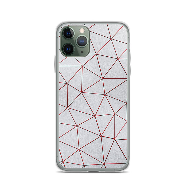 Load image into Gallery viewer, Red Polygon White Leather iPhone Clear Thin Case CREATIVETECH