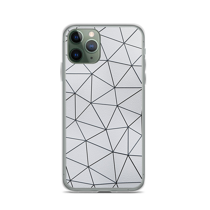 Load image into Gallery viewer, Black Polygon White Leather iPhone Clear Thin Case CREATIVETECH
