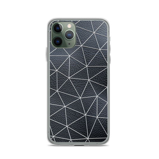 White Polygon Black Leather iPhone Clear Thin Case CREATIVETECH