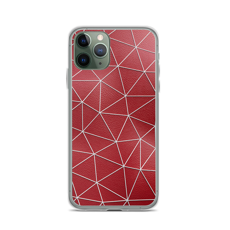 Load image into Gallery viewer, White Polygon Red Leather iPhone Clear Thin Case CREATIVETECH
