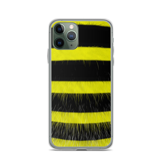 Fluffy Bee Yellow Black iPhone Clear Thin Case CREATIVETECH