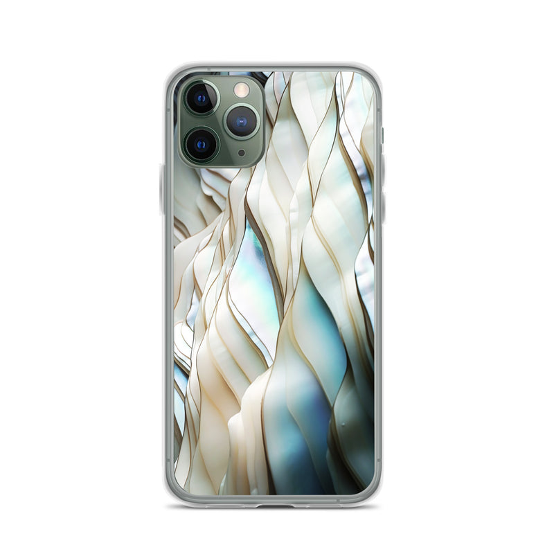 Load image into Gallery viewer, Cream Blue White Pearl iPhone Clear Thin Case CREATIVETECH