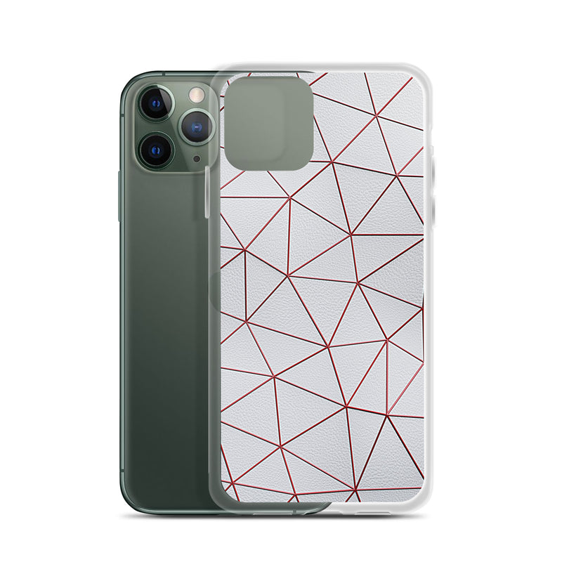 Load image into Gallery viewer, Red Polygon White Leather iPhone Clear Thin Case CREATIVETECH