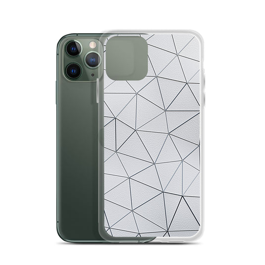 Silver Polygon White Leather iPhone Clear Thin Case CREATIVETECH