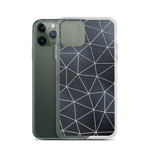 White Polygon Black Leather iPhone Clear Thin Case CREATIVETECH