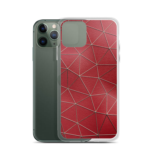 Golden Polygon Red Leather iPhone Clear Thin Case CREATIVETECH