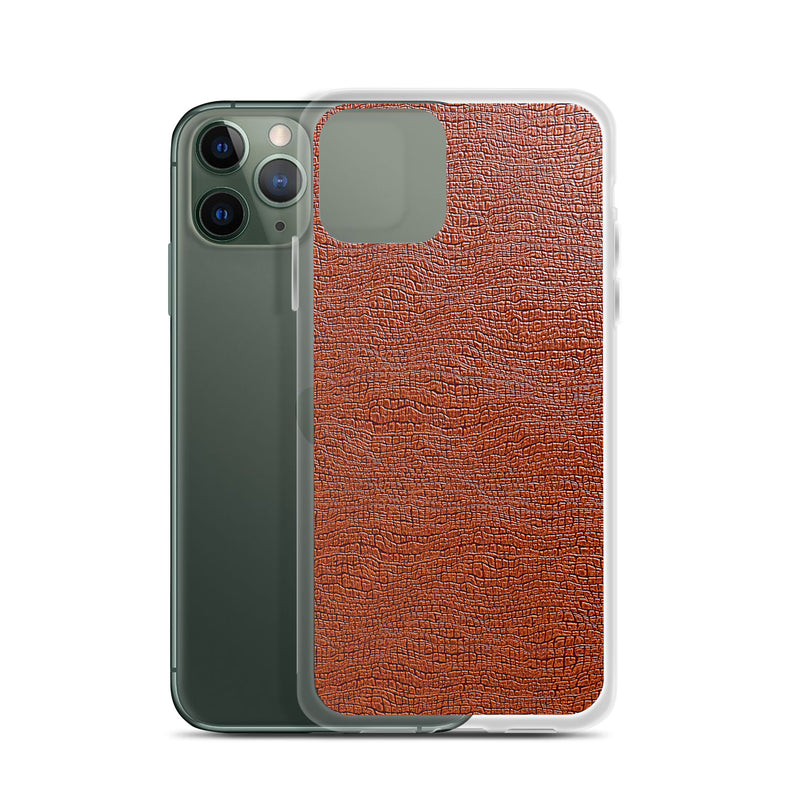 Load image into Gallery viewer, Exotic Brown Leather iPhone Clear Thin Case CREATIVETECH
