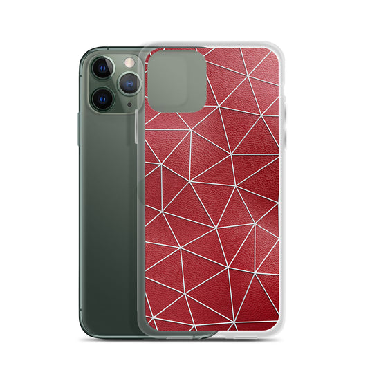 White Polygon Red Leather iPhone Clear Thin Case CREATIVETECH