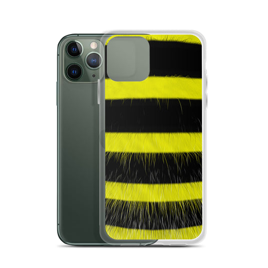 Fluffy Bee Yellow Black iPhone Clear Thin Case CREATIVETECH