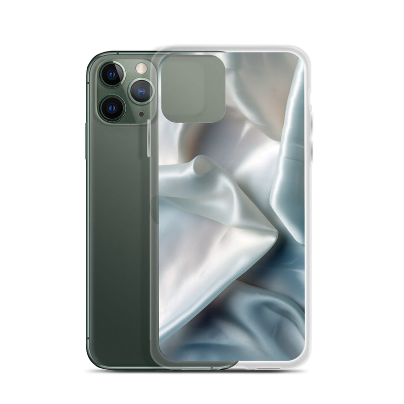 Load image into Gallery viewer, White Satin Pearl Cloth iPhone Clear Thin Case CREATIVETECH