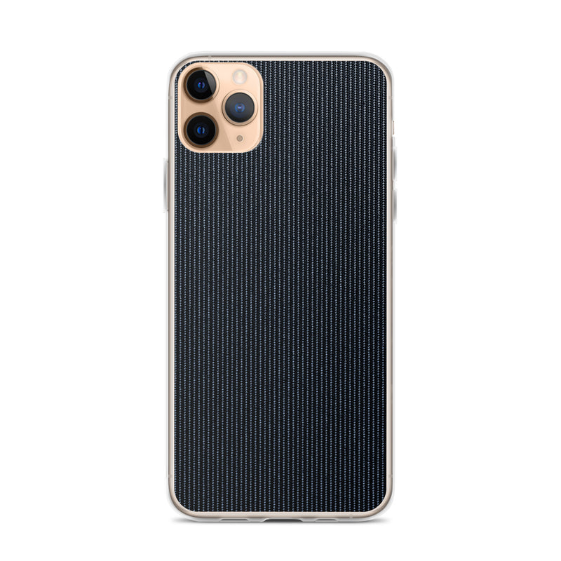 Load image into Gallery viewer, Dark Grey Striped Textile iPhone Clear Thin Case CREATIVETECH
