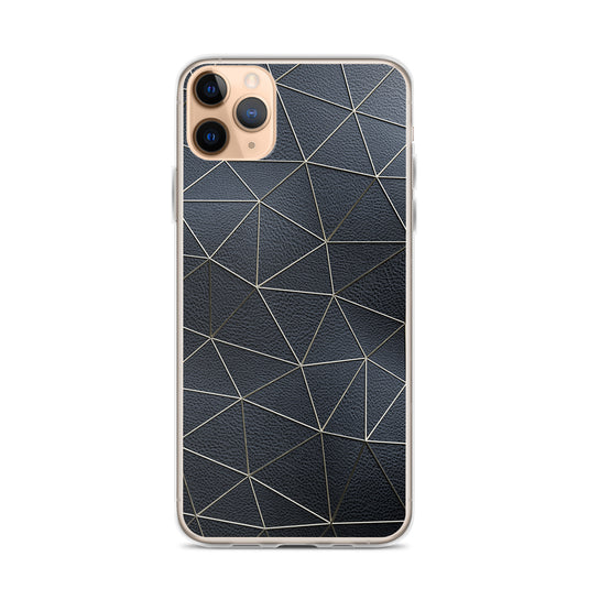 Golden Polygon Black Leather iPhone Clear Thin Case CREATIVETECH