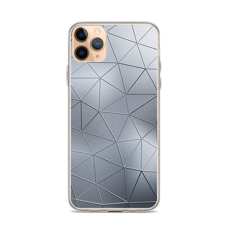 Load image into Gallery viewer, Silver Metal Polygon iPhone Clear Thin Case CREATIVETECH
