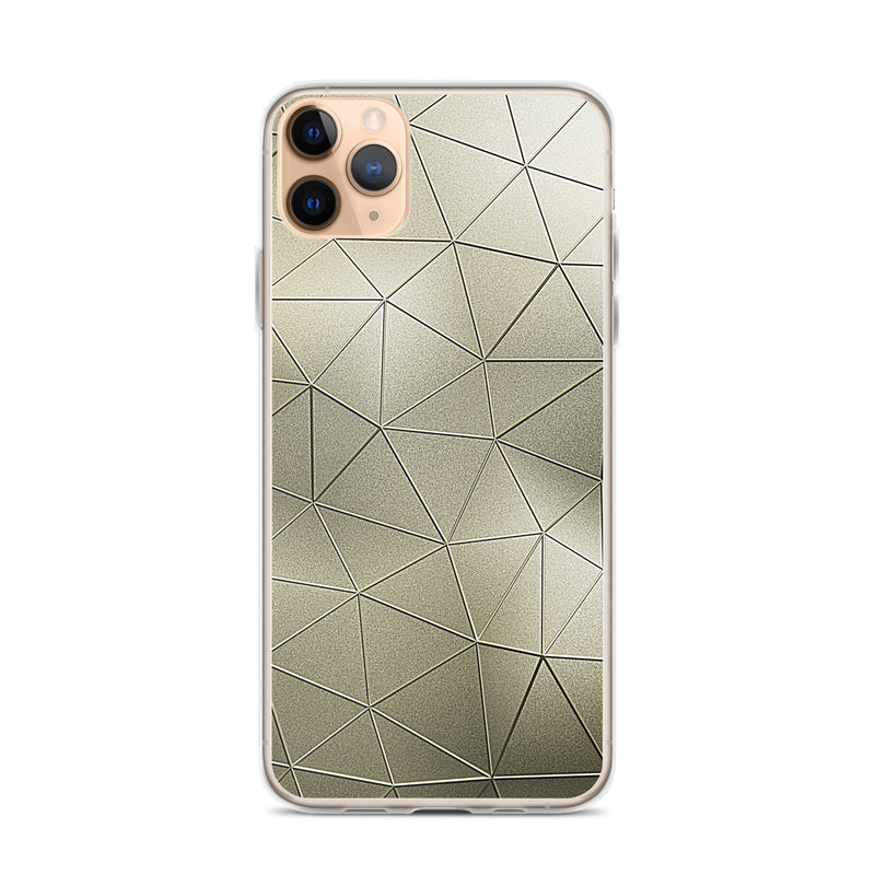 Load image into Gallery viewer, Golden Metal Polygon iPhone Clear Thin Case CREATIVETECH
