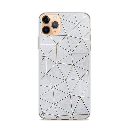 Gold Polygon White Leather iPhone Clear Thin Case CREATIVETECH