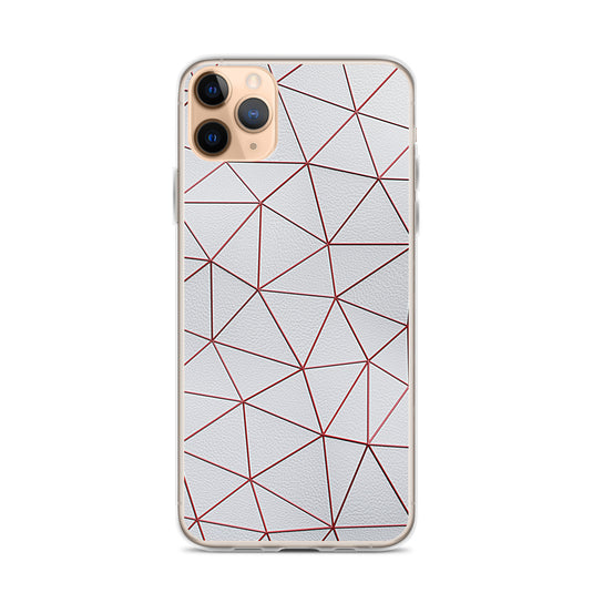 Red Polygon White Leather iPhone Clear Thin Case CREATIVETECH