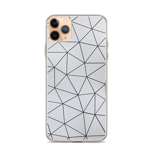 Black Polygon White Leather iPhone Clear Thin Case CREATIVETECH