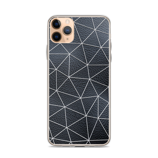 White Polygon Black Leather iPhone Clear Thin Case CREATIVETECH