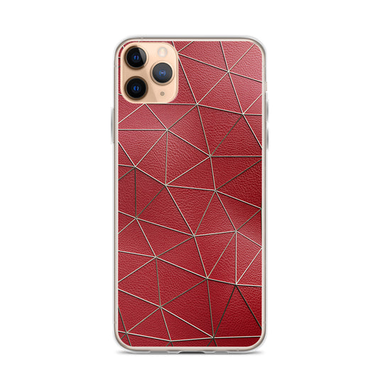 Golden Polygon Red Leather iPhone Clear Thin Case CREATIVETECH