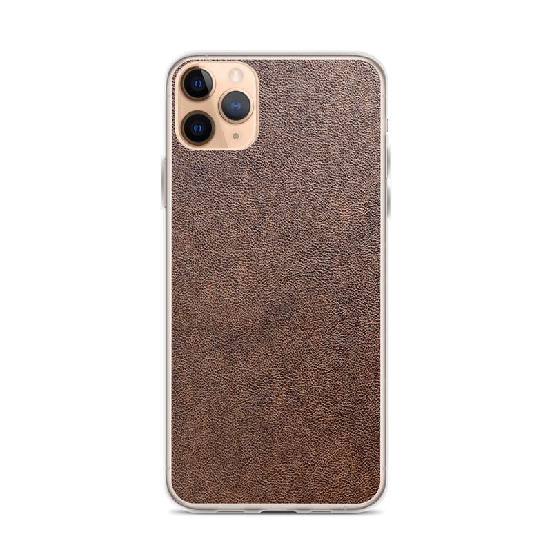 Load image into Gallery viewer, Light Brown Leather iPhone Clear Thin Case CREATIVETECH
