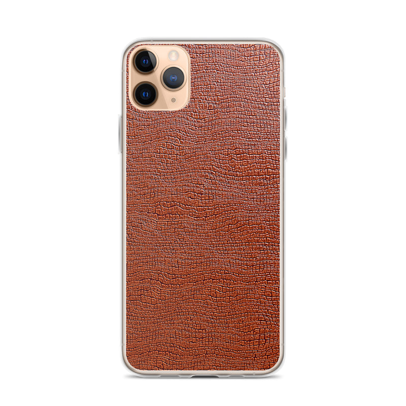 Load image into Gallery viewer, Exotic Brown Leather iPhone Clear Thin Case CREATIVETECH
