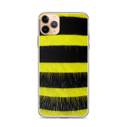 Fluffy Bee Yellow Black iPhone Clear Thin Case CREATIVETECH