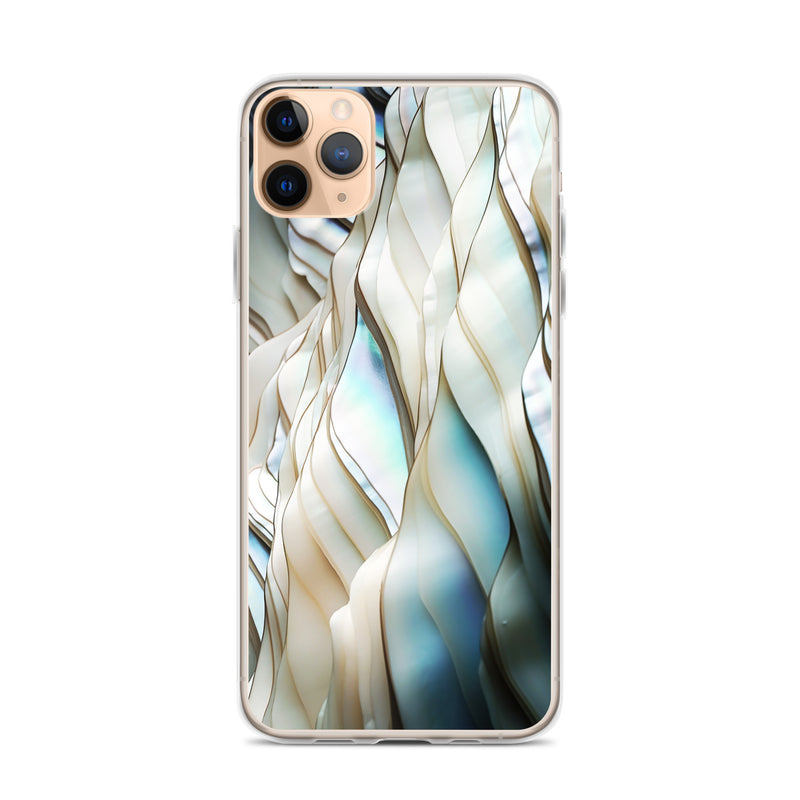 Load image into Gallery viewer, Cream Blue White Pearl iPhone Clear Thin Case CREATIVETECH
