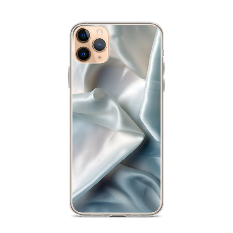 Load image into Gallery viewer, White Satin Pearl Cloth iPhone Clear Thin Case CREATIVETECH
