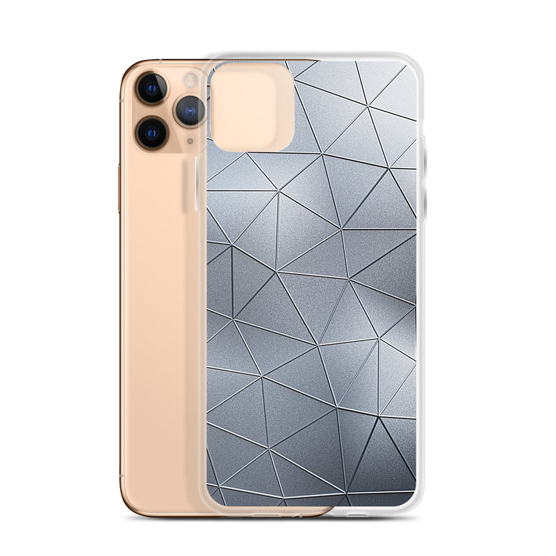 Load image into Gallery viewer, Silver Metal Polygon iPhone Clear Thin Case CREATIVETECH
