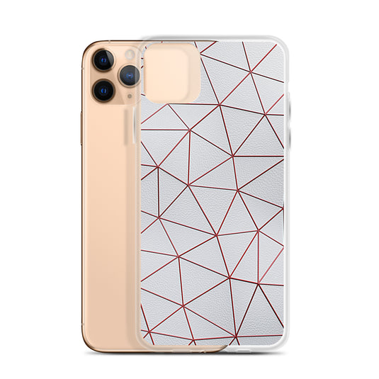 Red Polygon White Leather iPhone Clear Thin Case CREATIVETECH