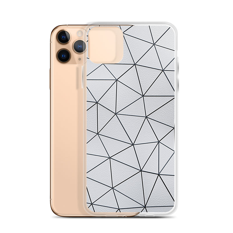 Load image into Gallery viewer, Black Polygon White Leather iPhone Clear Thin Case CREATIVETECH
